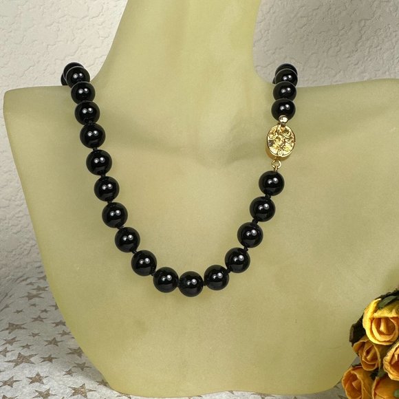 NEW Genuine Onyx Bead Necklace - Picture 1 of 5